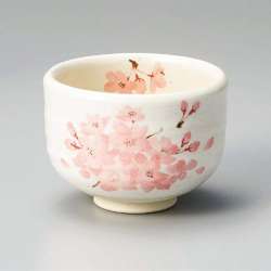 日本美濃燒抹茶碗-花團錦簇平安櫻