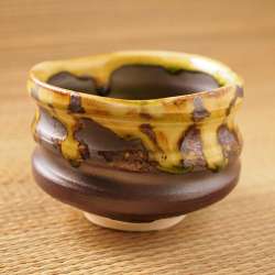 日本美濃燒抹茶碗-皺銹之美